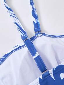 Swim Oasis Bộ đồ bơi Tankini hai mảnh họa tiết in cao cấp dành cho nữ cỡ lớn, thường ngày ở bãi biển - Màu xanh lam - Xem 3