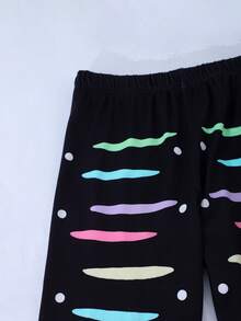 Tween Girl Hip Hop Graphic Print Sweatshirt And Colorful Moon Print Pants Set, Suitable For Street Style - Grey - View 8