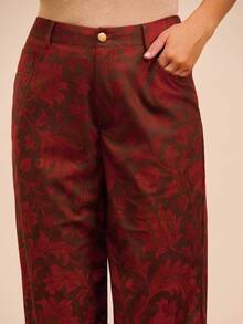 lacRébo 复古花卉灯芯绒高腰裤 - 彩色 - 查看 4