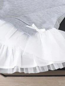 Vestido de sudadera casual y elegante para bebé/niño pequeño unisex, diseño de dobladillo de malla, cómodo cuello redondo de manga larga, adecuado para otoño/invierno/primavera, ligero y acogedor, uso casual de moda, vuelta al colegio, picnic al aire libre, fotografía, vacaciones, regalos