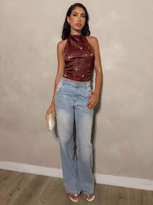 Glamine 性感露背系带细肩带女式吊带背心，夏季 - 紅色 - 查看 4