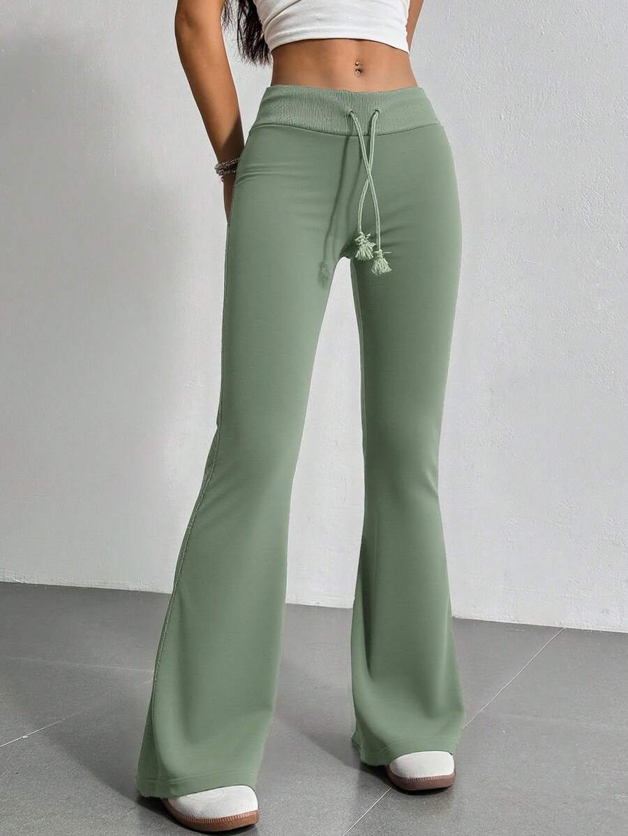 EURMUSE Drawstring Waist Flare Leg Sweatpants