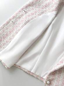 SHEIN Unity Bộ 2 món trang phục thanh lịch dành cho nữ, trang phục thường ngày/tiệc tùng/đi làm, áo vest ve áo vải tuýt phối màu và váy sơ mi dài tay, thu/đông - Nhiều màu - Xem 5