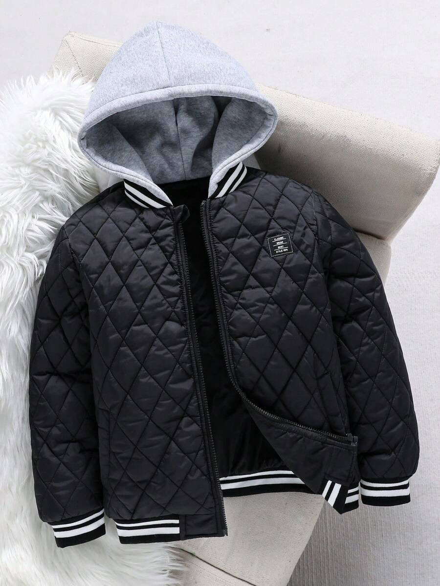 Mirajuku 男童钻石纹长袖棉衣，秋冬