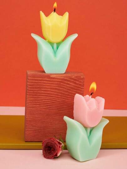 Joivida 1 郁金香蜡烛装饰，郁金香形香薰蜡烛装饰，花卉美学石蜡大豆蜡香薰蜡烛礼物适合家庭卧室、生日、婚礼、春季复活节派对、礼物