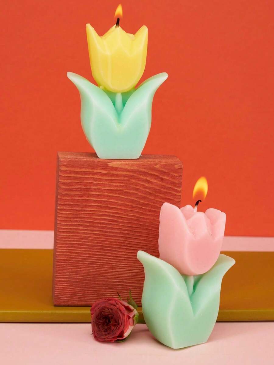 Joivida 1 Tulip Candle Decoration, Tulip Shaped Aromatherapy Candle Decoration, Flower Aesthetic Paraffin Soy Wax Aromatherapy Candle Gift Suitable For Family Bedrooms, Birthdays, Weddings, Spring Easter Parties,Gifts - Multicolor - View 1