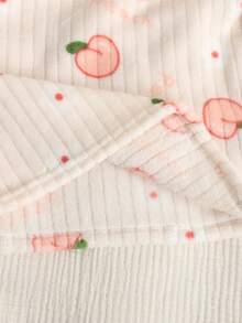 SHEIN 青少年女孩宽松休闲简约舒适桃色图案圆领套头衫和裤子羊毛厚睡衣套装 - 彩色 - 查看 4