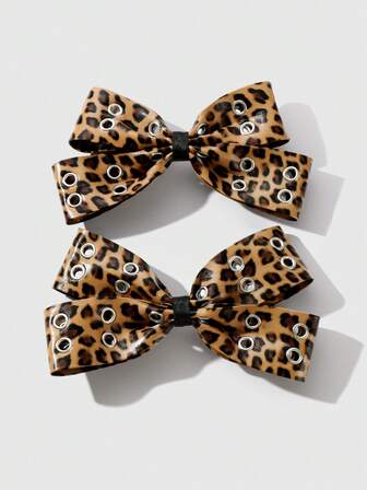 Grunge Punk 2pcs Y2K Style Vintage Elegant Punk Gothic Black Leather Double Air Vent Bow Decor DIY Hair Clip Claw Hairpins,Suitable For Sisters, Friends Daily Wear Or Holiday Gift, Halloween