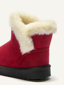 Cozy Pixies 1 Pair Girl Burgundy Fashionable Fluffy & Warm Snow Boots, Comfortable Daily & Sports Wear, Autumn/Winter