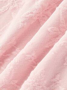 SHEIN MOD Váy bó sát cơ thể cổ chữ V tay loe buộc eo phía trước viền đuôi cá, màu hồng nhạt - Màu Hồng baby - Xem 4