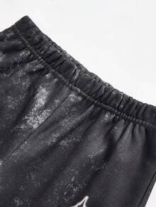 SHEIN Bộ 2 quần nỉ in họa tiết thoải mái thường ngày cho trẻ em/bé trai và quần nỉ dáng rộng - màu đen - Xem 3