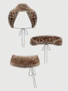 ROMWE Grunge Punk 女款 Y2K 复古毛茸茸短款开衫 - 棕色 - 查看 4