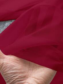 SHEIN Clasi 大码休闲白色薄纱蝴蝶结衬衫 - 酒紅色 - 查看 6