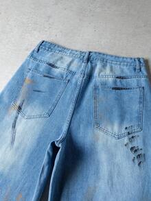 Manfinity Denimwave Men's Blue Casual Loose Fit Jeans With Belt Loops - Blue - View 6