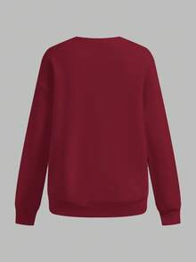 SHEIN Pregnant Women's Casual Heart Print Nursing Sweatshirt, Autumn Pregnant Clothes Maternity Sweatshirt Heart Print Sweatshirt Sweatshirts For Women - Burgundy - View 5