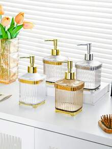 1 Stück eleganter Seifenspender, Pumpflasche für Toner auf der Arbeitsplatte, süßer Badezimmer Toner Behälter, nachfüllbare Shampoo- und Duschgelflaschen, Badezimmer Accessoires, Heimdekoration, Heimeinrichtung, Badezimmerdekoration, Herbstdekoration, Rückkehr zur Schule.