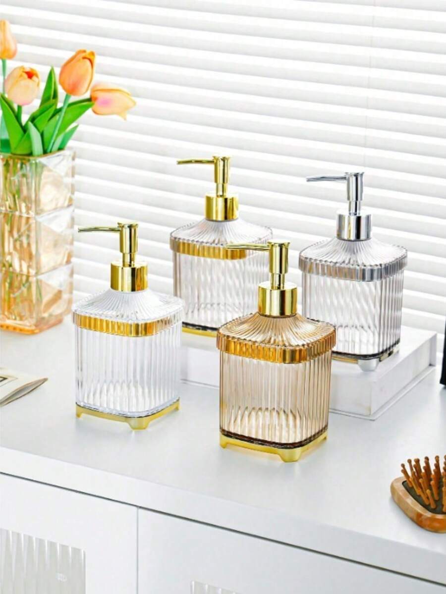 1 Stück eleganter Seifenspender, Pumpflasche für Toner auf der Arbeitsplatte, süßer Badezimmer Toner Behälter, nachfüllbare Shampoo- und Duschgelflaschen, Badezimmer Accessoires, Heimdekoration, Heimeinrichtung, Badezimmerdekoration, Herbstdekoration, Rückkehr zur Schule.