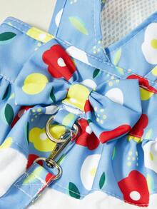 PETSIN Blue Vacation Style Cute Leash Pet Dress - Blue - View 7
