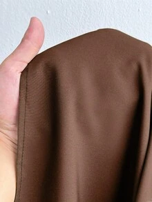 Franclia 大码女式纯色荷叶边半身裙 - 棕色 - 查看 5