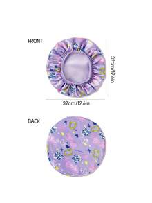 FRIENDS X SHEIN 双层面料升级版护发帽宽边弹力缎面女士睡眠帽柔软舒适适合日常居家睡眠紫色字母