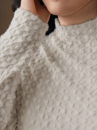 Anewsta Women's Elegant Flocked Lace Stand Collar Undershirt, Knitted Autumn/Winter Base Layer Top