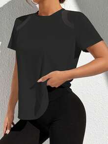 Rhythm Era 大码女式网眼拼布镂空后背宽松短袖运动上衣，适合日常休闲穿着、跑步、瑜伽、健身、网球、高尔夫、春夏/秋季