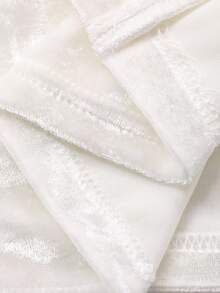 DAZY 女士长款毛绒睡袍，带毛绒袖口饰边，秋冬睡衣 - 白色 - 查看 9