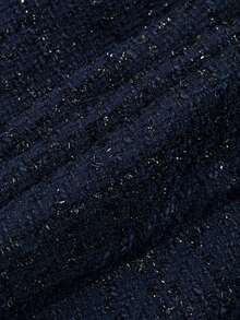 Franclia 新款翻领长袖收腰优雅奢华时尚女式长袖连衣裙 - 藏蓝色 - 查看 6