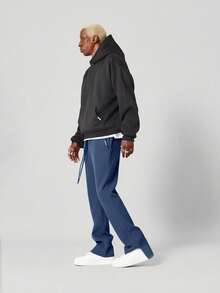 SUMWON Baumwoll-Jogginghose mit seitlichem Schlitz, Premium-Qualität mit Kordelzug, elastischem Bund und geradem Bein, für Winter, Herbst, Lässig, Komfort und Streetwear