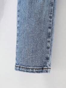 Tween Boys 2pcs Denim Outfit, Autumn New Arrival, Versatile College Style, Street Fashion, Vintage Dark Blue Washed Distressed Ripped Slim Fit Denim Jacket Coat Paired With Slim Fit Denim Pants, Soft & Comfortable Fabric, Casual & Simple Style For Teenage Boys Fall Winter