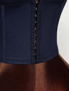 Amplova Y2K Amplova Women's Solid Color V-Neck Elegant Minimalist Everyday Metal Button Decor Fringed Long Sleeve Fitted Jacket Navy Blue Autumn Winter Clothes For Women