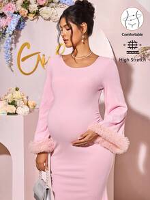 Loomaby Maternity Dresses,Gender Reveal Dress,Maternity Dress, Baby Shower Dress Maternity Photoshoot Dress Pregnancy Dress Long Sleeve Maternity Dress Pink Maternity Dress Maternity Gown