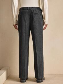 AKNOTIC Quần âu nam dáng rộng có thiết kế khóa thắt lưng và túi - Xám - Xem 3