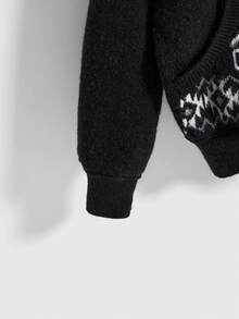 ROMWE Grunge Punk Sudadera con capucha de punto con esqueleto estilo Punk Y2K para mujer - Negro - Ver 4