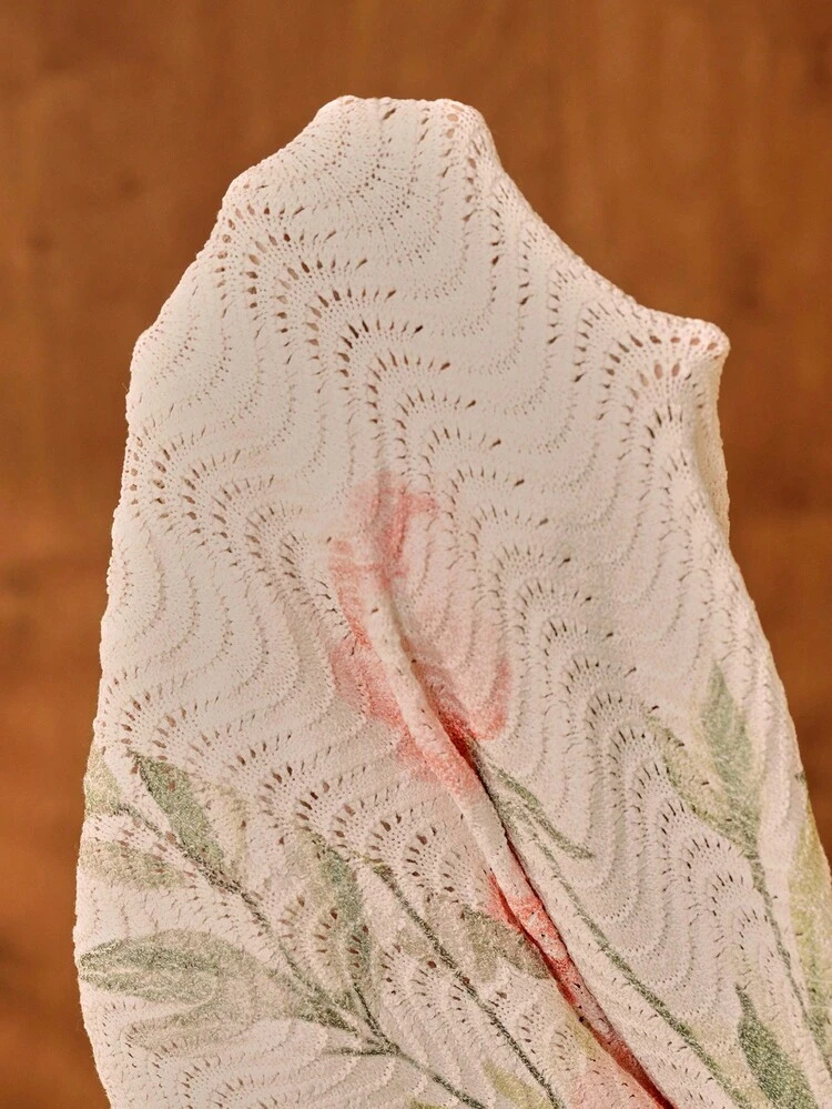 女性用 刺繍ジャカード フィッテッド マーメイドヘム ノースリーブ エレガントニットドレス