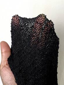 EgrlEra Y2K Lace-Up Knitted Cape, Translucent Women's Knitted Top - Black - View 5