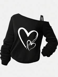 Girlism Tween-Mädchen Lässiges Langarm-T-Shirt mit schrägen Schultergurten, geeignet für Sommer, Lässig , Sport, College - Schwarz - Übersicht 4