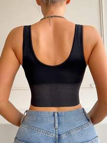 Myrelith Women's Fashionable Sexy Lace Patchwork Front Closure Shapewear Top