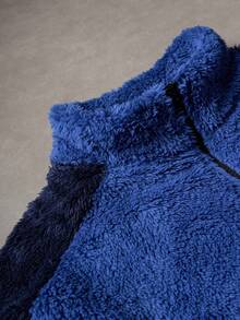 PAVTROS Áo khoác nam dài tay ấm áp, phối màu tương phản, kiểu dáng thường ngày, màu xanh navy, có khóa kéo, thích hợp cho mùa thu/đông. - Nhiều màu - Xem 6