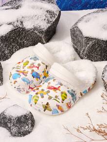 JNSQ 1 Pair Pink Girls Winter Fashion Casual Infant Clogs Thermal Lined Warm Indoor Slippers