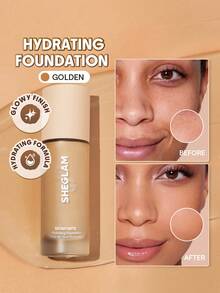 SHEGLAM Skinfinite Hydrating Foundation-Golden Flawless Dewy Foundation Hydrating Coverage Invisible Pore Concealer Pore-Less Non-Greasy Lightweight Natural Soft Liquid Foundation Brand Beauty Makeup Face Paint Cosmetic For Women Girls Perfect For Fall Winter Ideal For Y2K Fancy Fashion Suitable For Birthday Christmas Present Party Ready Best Color
