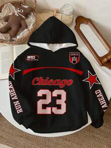 Slaydiva 女士外出上衣/黑色卫衣/黑色上衣/女士秋季服装/女士冬季服装/Y2K服装/街头服饰/返校季/休闲街头风/嘻哈风/女士休闲街头印花卫衣/嘻哈风/芝加哥23号图案 - 彩色 - 查看 3