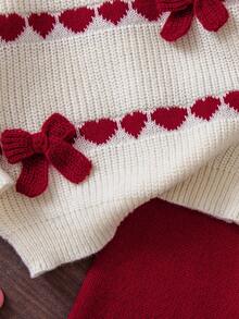 Genkimix Kids New Fashionable Versatile Cute Girls Heart & Bow Knitted Sweater Set Girls Sweater Sets Girl Fall Sets Little Girl Winter Sets Girls Cherry Outfit Girl Knit Set Christmas Clothes For Girls Girl Clothes Autumn And Winter Clothes Girls Sweater Sets Winter Young Girls Sets Girls Spring And Autumn Suit 2pcs Set Toddler Girls Cute Vintage Style Girl Knit Set Girls Sweater Sets Kids Two Piece Set Winter Young Girls Sets Girls Ribbed Set Girl Knit Set Girls Sweater Sets Girls Suit Set Girls Spring And Autumn Suit Kids Long Sleeve Set Girl Warm Sets Two Piece Winter Outfits For Toddler Girl Girls' Trouser Suit Christmas Sweater For Kids  Christmas Sweater Girls Christmas Sweater