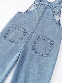 SHEIN ChillGRL Charming Young Girls Long Light Wash Denim Overalls Adorned With Cartoon Flowers Sleeveless Design And Pockets For A Cute Style 90s Kids Outfit Purple Girl Outfit Purple Kids Outfits Lavender Outfit For Toddler Girls