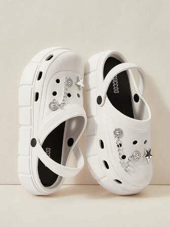 Cuccoo Women'S Fashionable Hollow Out Shoes With Detachable Rhinestone Decoration For Summer Vacation Shoes Summer Spring Shoes Spring Break Easter For Casual Beach Style