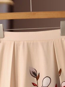 GlowEve 女式高腰花卉印花百褶设计优雅半身裙 - 彩色 - 查看 5