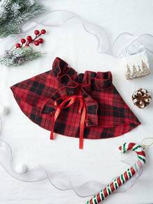 PETSIN 1 Stück Weihnachts-Rot-Schwarz karierter Haustier-Kapuzenumhang