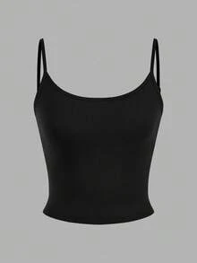 SHEIN EZwear 4 件套女士紧身短款休闲背心，颜色有黑色、酒红色、灰色和白色 - 彩色 - 查看 6