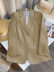 Franclia 女士米色休闲西装外套，法式春秋新款，纯色轻便西装外套