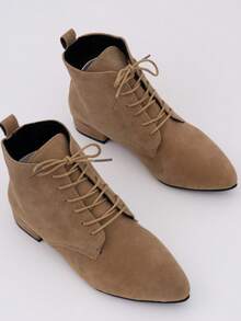Botas de mujer, botas cortas con punta puntiaguda, modernas y casuales, zapatos casuales modernos y versátiles, livianos y cómodos, adecuados para uso diario informal. - Caqui - Ver 5